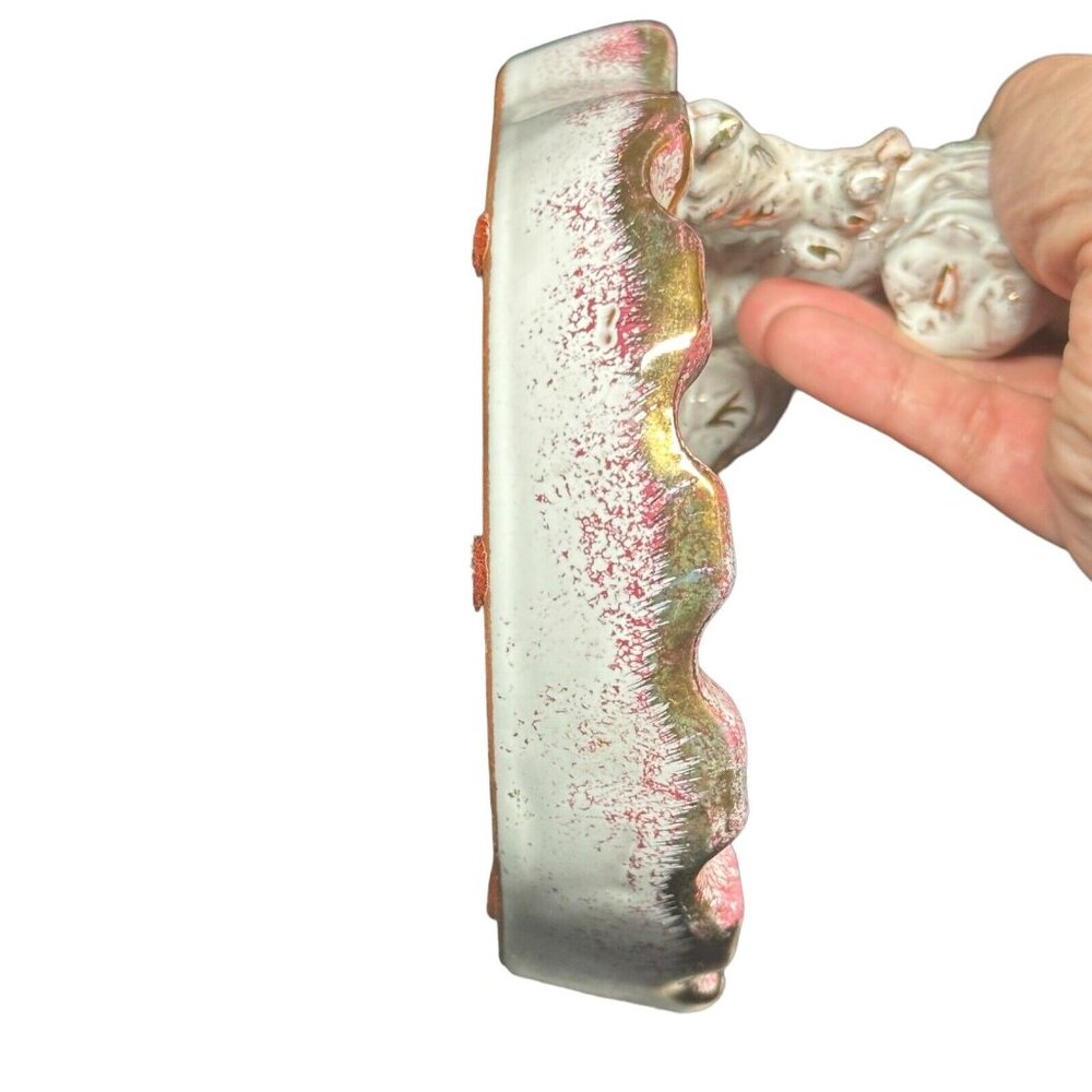 Vintage Scottie Schnauzer Dog Ceramic Ashtray Retro Pink Gold White Trinket Tray - Picture 9 of 14